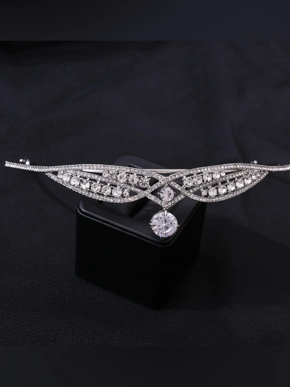 Vintage Silver Crystal Rhinestone Tiara Headband